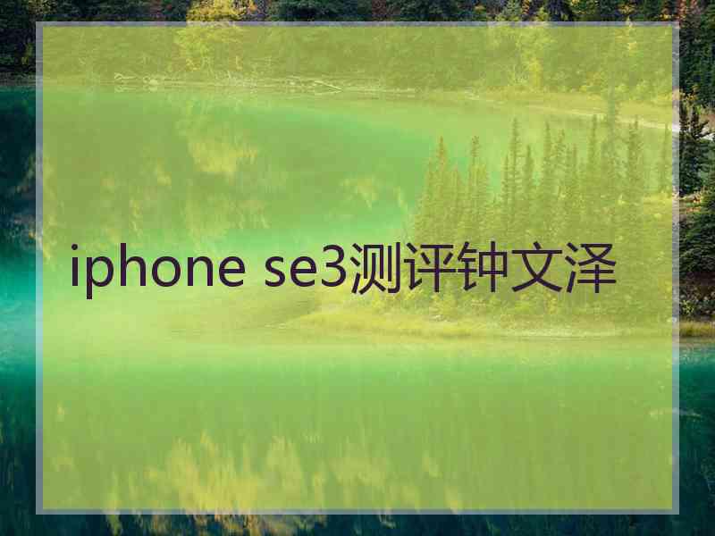 iphone se3测评钟文泽