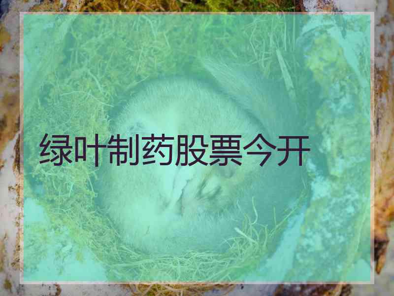 绿叶制药股票今开