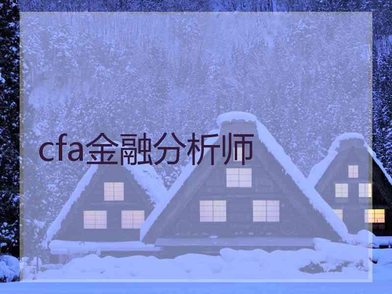 cfa金融分析师