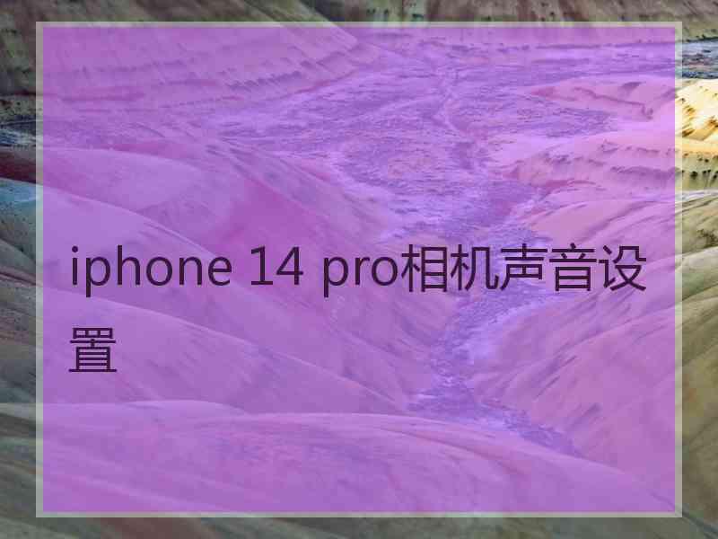 iphone 14 pro相机声音设置