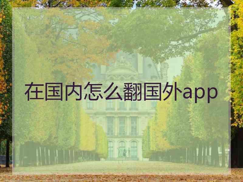 在国内怎么翻国外app