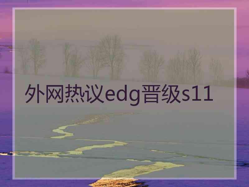 外网热议edg晋级s11