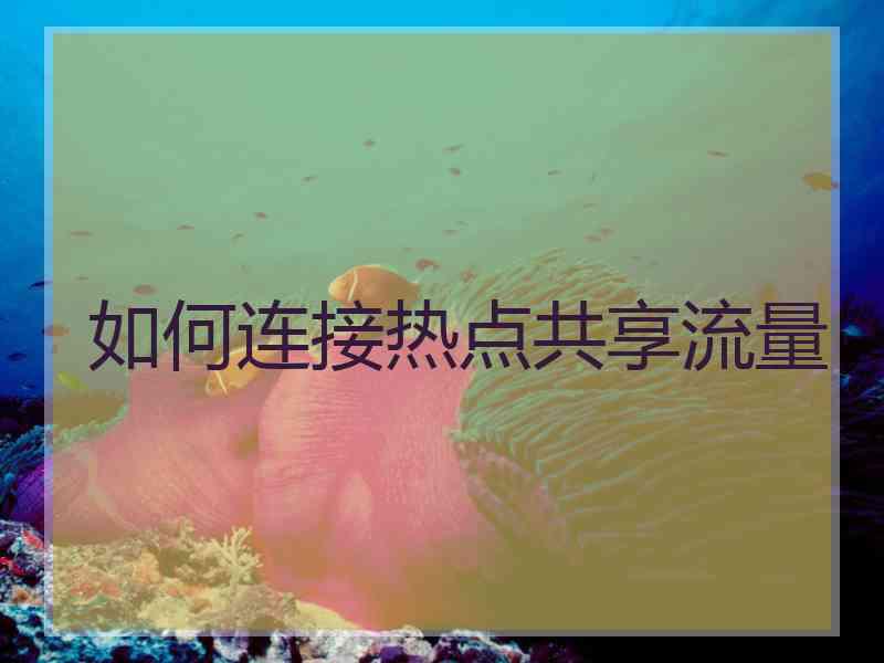 如何连接热点共享流量