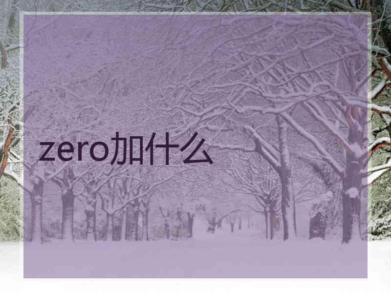 zero加什么