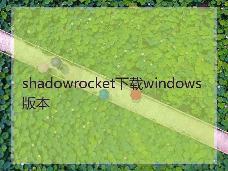 shadowrocket下载windows版本