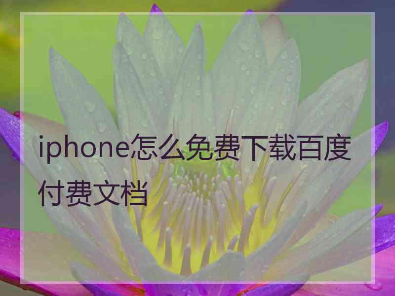 iphone怎么免费下载百度付费文档