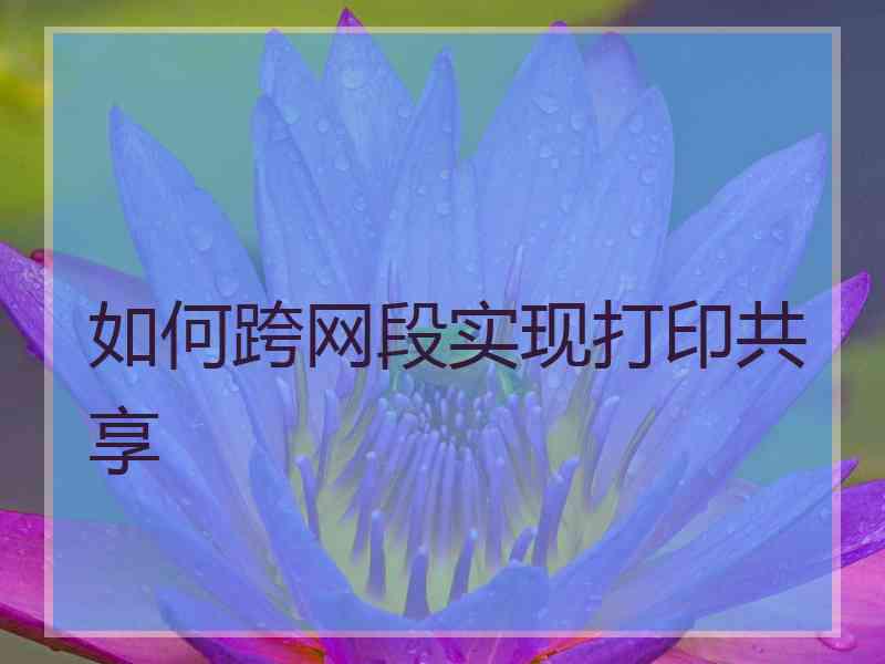 如何跨网段实现打印共享