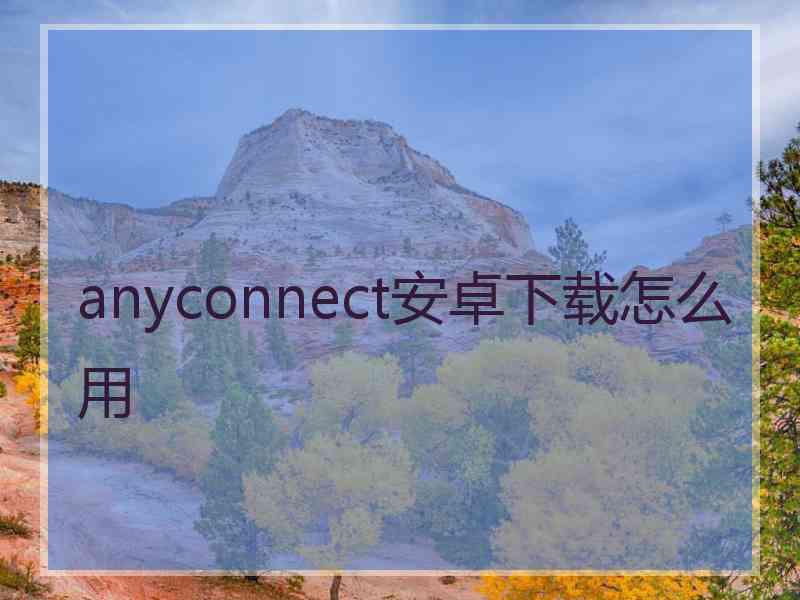 anyconnect安卓下载怎么用
