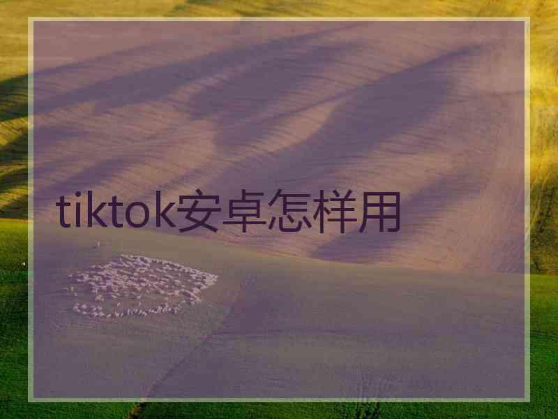 tiktok安卓怎样用