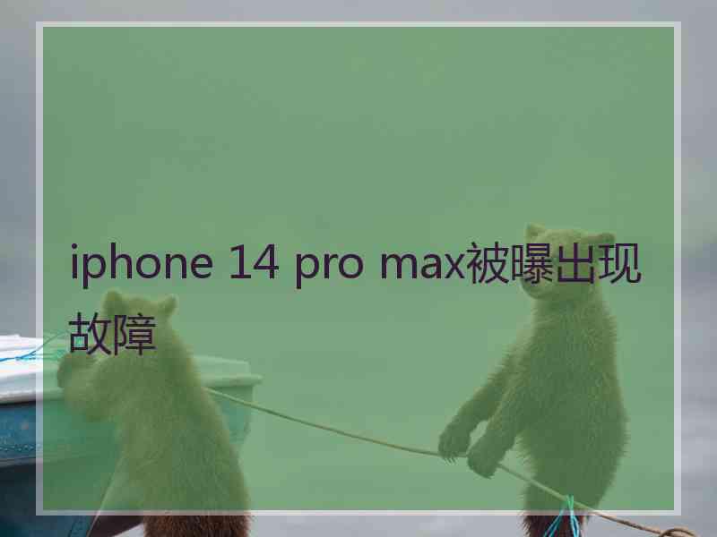 iphone 14 pro max被曝出现故障