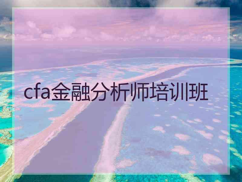 cfa金融分析师培训班