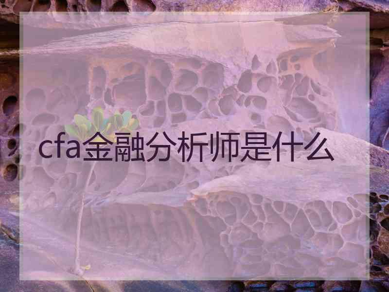 cfa金融分析师是什么