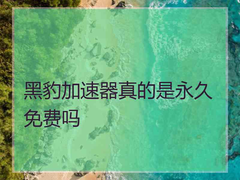 黑豹加速器真的是永久免费吗