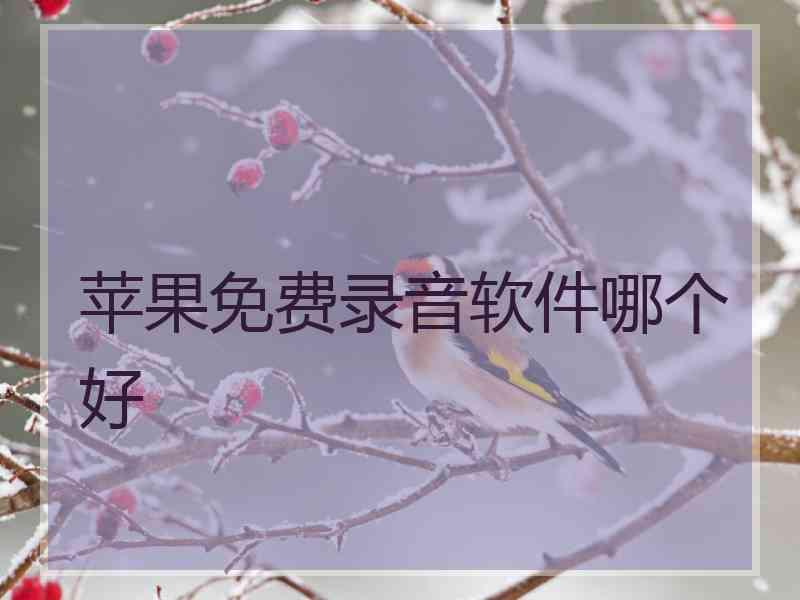 苹果免费录音软件哪个好